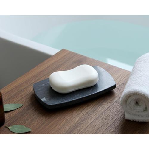 KLEO Natural Stone Soap Dish or Bath Accessories for Bath Tub or Wash Basin (Black with Natural Lines)