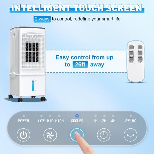 Portable Air Conditioners, 2.5 Gal Evaporative Cooling Fans that Blow Cold Air, 3 Speed Portable AC Unit, Quiet Swamp Cooler w/Timer & Remote, Windowless Air Conditioner for Bedroom Office Garage