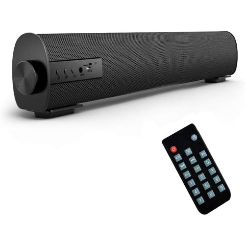 Portable Soundbar for TV/PC, Outdoor/Indoor Wired & Wireless Bluetooth 5.0 Speaker with Remote Control and Coax Cable, 2X5W Mini Home Theater Sound bar with Built-in Subwoofers for Projector (Updated)
