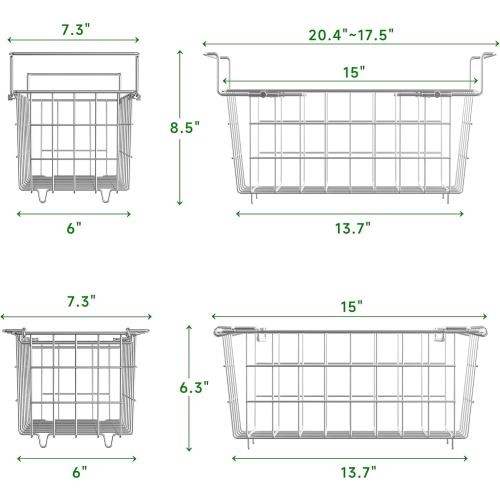Size Medium 2Pack Adjustable Freezer Organizer Bins - Stackable & Hanging for 7 Cu.Ft Chest Freezer