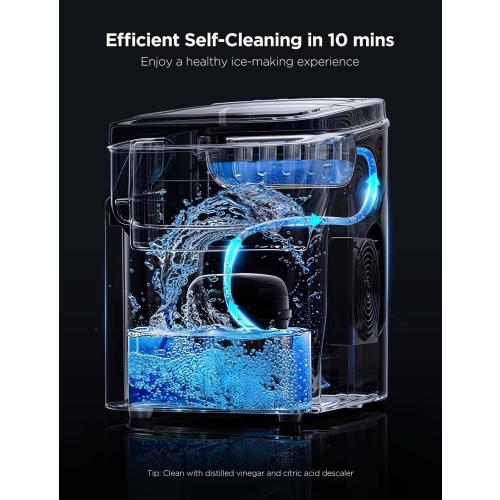 GoveeLife Smart Ice Maker Countertop, Portable Ice Machine with Voice Control, 9 Ice Cubes in 6 Minutes 3 Sizes, 26lbs/24Hrs, Self Cleaning RGB Lights, Quiet Ice Maker with Scoop for Kitchen Silver