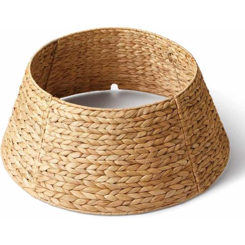 36in Extra Large Christmas Tree Collar - Woven Hyacinth Tree Collars for Artificial Trees - Rattan Rustic Farmhouse Basket for Tree Base Cover with Cord Cut-Out for 7.5ft 9ft 10ft Tree