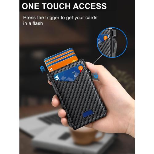 Wallet for Men RFID Wallet with 2 ID Windows & Money Clip, Slim Card Holder | 10-12 Cards Bifold Minimalist Smart Pop Up Wallet for Front Pocket Compact Metal Credit Card Holder Birthday Gifts for Men