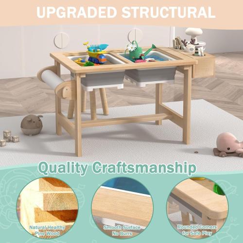 Sensory Table for Toddlers Kids Sensory Bin Table with 2 Sensory Bins and Double-Sided Board, Birthday Gifts for Boys and Girls