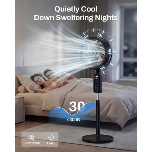 Outdoor Misting Fan with Water Pump, 30000mAh 12-Inch Outside Water Cooling Mister Fan for Patios Bedroom, Portable Standing Oscillating Fan with Mist System, Pedestal Fans with Remote/Spray/Timer