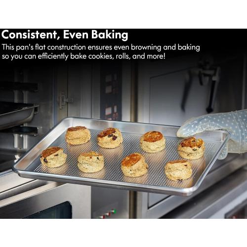 CURTA 6 Pack Aluminum Sheet Pan Perforated, NSF Listed Half Size 18 x 13 inch Commercial Bakery Cake Bun Pan, Baking Tray