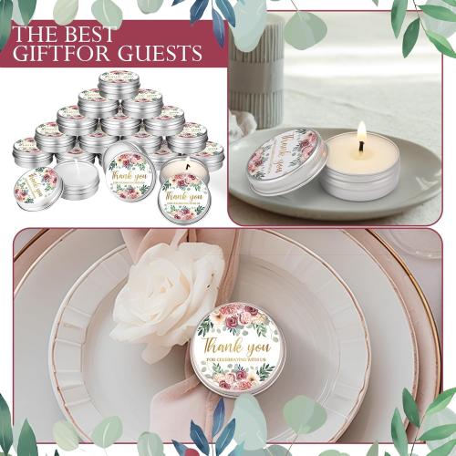 MTLEE 40 Pcs Wedding Candles Gift Favors (Pink Rose)