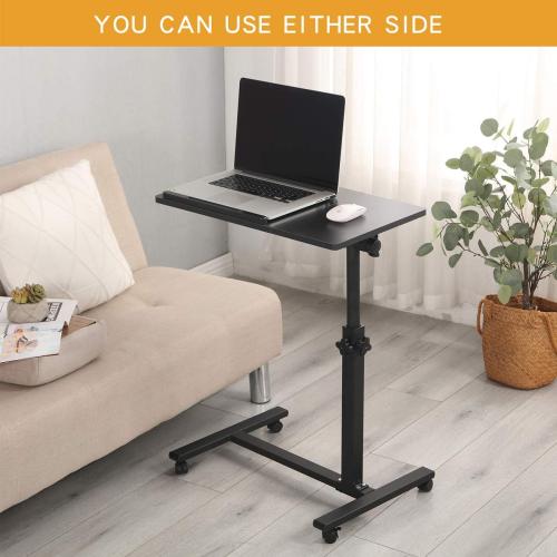 Black TigerDad Overbed Bedside Desk Mobile Rolling Laptop Stand Tilting Overbed Table with Wheels Height Adjustable Tray Table for Laptop Bed Sofa Side Table (Black)