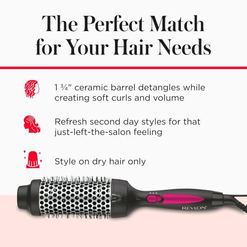 REVLON Perfect Match Hot Styler - Heated Brush to Style and Extend Blowouts, Hot Brush for Curls, Body, and Volume, Reduces Frizz and Boosts Shine