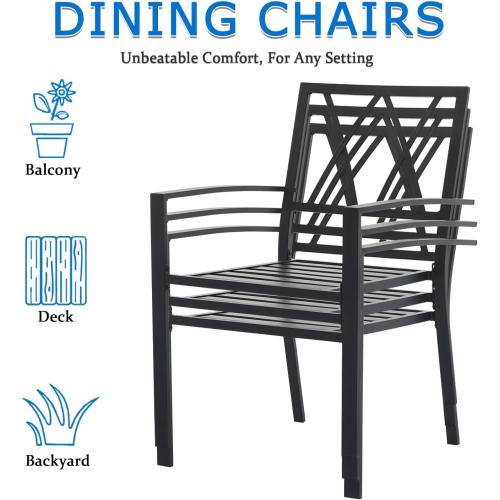2-Piece Metal Patio Furniture Set, Outdoor Chairs Set of 2 Stackable Dining Chairs & Sillas para Patio Exterior, Black Garden Chairs for Porch