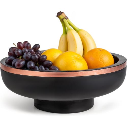 Concrete Fruit Bowl for Kitchen Counter - Large Decorative Bowls for Home Decor - Modern Key Bowl for Entryway Table - Hand-Poured Pedestal Bowl for Keys