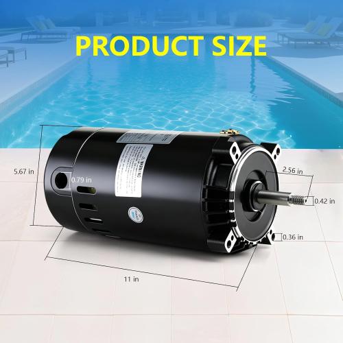 UST1102 Pool Pump Motor 1 HP Swimming Pool Pump Motor 115/230V 3450 RPM | Replaces for Hayward Super Pump MaxFlo, Super II, Northstar & ja-cuzzi Magnum Pumps SP2607X10, 56J Frame C-Face Round Flange