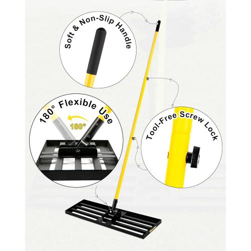 Lawn Leveling Rake, 30x10 Heavy Duty Sand Leveling Tool with 7FT Long Handle, Steel Golf Rake for Soil, Compost, Gravel, Lawn Leveler for Yard, Garden, Golf Course, Landscaping Level Tool