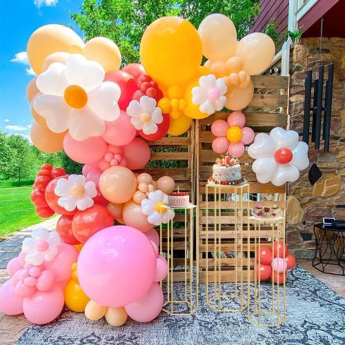 Set of 3 Color Gold Cylinder Stands for Party, 3PCS Hexagon Pedestal Stand, Cilindros Para Fiestas Cake Table Stand for Parties Cylinder Tables for Parties Hexagon Cylinder Stands for Party