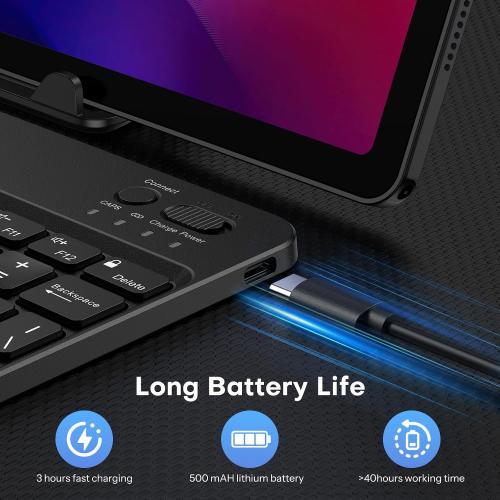 OMOTON Bluetooth Keyboard for Tablet/Android/Windows/iOS, with 7 Colors Backlight Rechargeable Wireless Mini Keyboard for Galaxy Tab A9  / S9 FE / S10 / S11 / A11 Series etc, Black