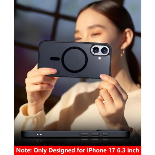 SPIDERCASE Only Designed for iPhone 17 Case, Magnetic Translucent with [2PCS Tempered Glass Screen Protector] [Military Grade Drop Protection] Anti-Fingerprint Case Just for iPhone 17 6.3, Black