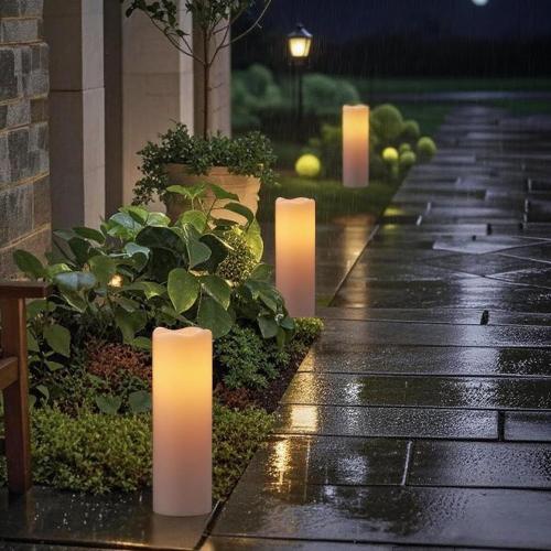 14 Large Outdoor Solar Flameless Candles Waterproof Dusk to Dawn