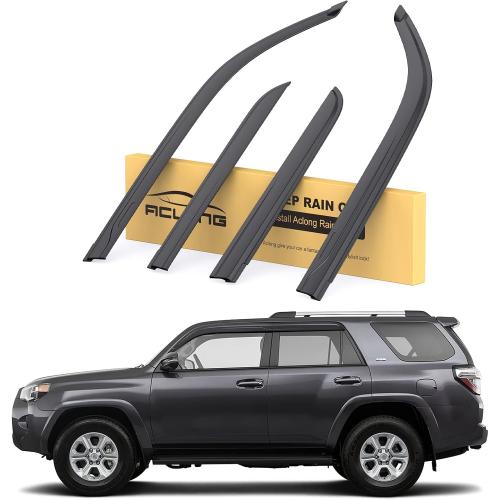 Rain Guards Fit for Toyota 4Runner 2010-2024, Durable Tape-on Window Deflectors, Wind Deflector Sun Guard, 2010-2024 4Runner Rain Guard, Black 4 pcs