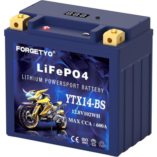 UL Certified YTX14-BS Lithium Motorcycle Battery, ATV Battery 12V 8AH 600CCA Compatible with Yamaha Scooter Snowmobile Jet Ski, Scooter, PWC & More