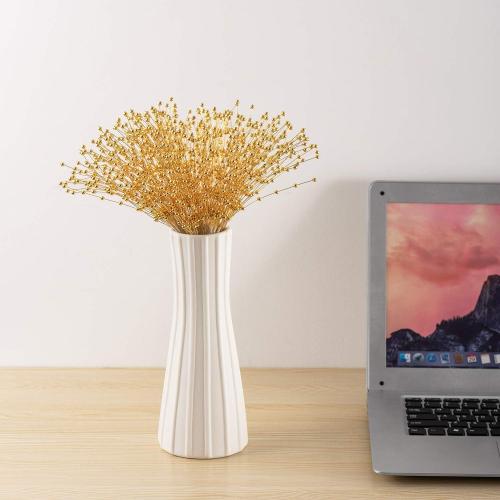 60 Pieces Pearl Stick Stems Bouquets, 4mm Bead String Garland Beaded Spray Filler Floral Arrangements Tree Picks Wedding Party Decoration, Christmas Tree Picks (Gold)