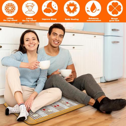 UTK Heating Pad,660nm Photon Light,Amethyst,Tourmaline and Jade Gemstone,Far Infrared Heat Pad,Adjustable Timer & Temperature(Pro21''x 39'')