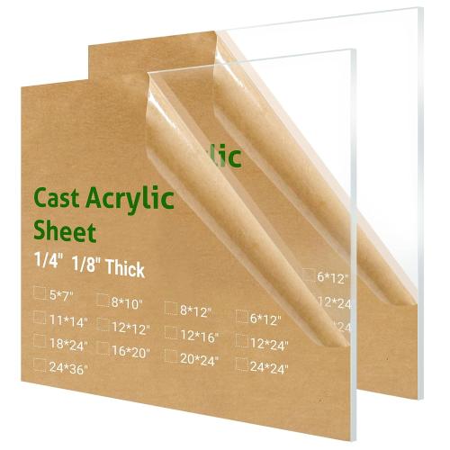 6 Pieces 6 x 12 Cast Plexiglass Sheet -1/8 Thick Clear Acrylic Sheet Clear Plastic Sheet, for Sign,Craft, Photo Frame, DIY Display Projects