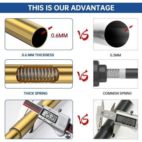 BRIOFOX Industrial Shower Curtain Rod - Rustproof Non-Slip 43-72 Inches Tension Curtain Rod for Window or Bathroom, Sunglow Gold