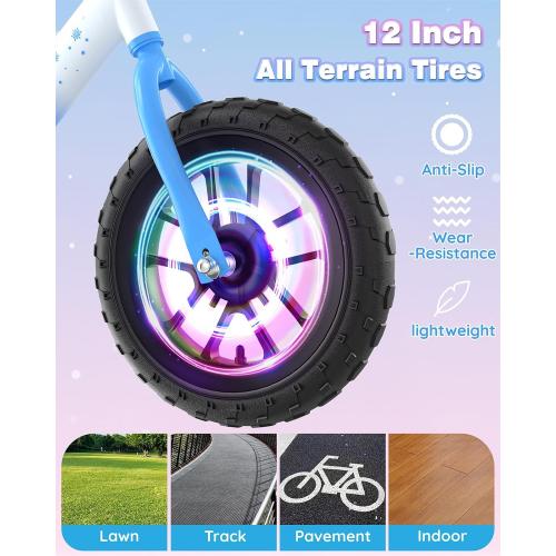 Balance Bike 2 Year Old: Frozen Toddler Balance Bike 2  3  Year Old with Light Up Dual-Wheels, Adjustable Handlebar & Seat, Birthday Xmas Gifts for 2 3 4 5 Year Old Girls Boys Toys