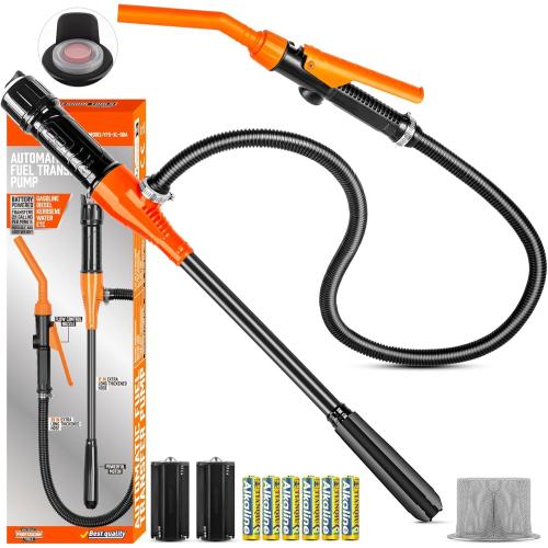 Fuel Pump, Battery Portable Transfer Pump, Operated Siphon Pump With Removable Filter 2.6 GPM, Waterproof Switch, No Assembly Required, For Gas, Fuel, Water, Multi-Use Transfer Pump