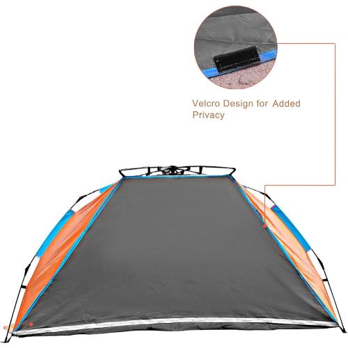 Oileus X-Large 4 Person Beach Tent Sun Shelter - Portable Sun Shade Instant Tent for Beach with Carrying Bag, Stakes, 6 Sand Pockets, Anti UV for Fishing Hiking Camping, Waterproof Windproof, Orange