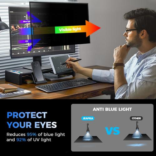 Size 27 inch 2 Pack Hidden Design Magnetic Computer Privacy Screen Filter 27 inch for Frameless Monitor 16:9 Widescreen, Removable Anti Blue Light Privacy Shield, Anti-Glare Protector