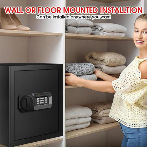 BLACK 19.69 x 13.78x 12.2 inches 3.4 Cub Large Safes for Home Use Fire and Water Proof, Anti-Theft Digital Security Safe Box with Electronic Keypad and Key, Fire Proof Safe for Home Documents Firearm Medicine Money Valuables