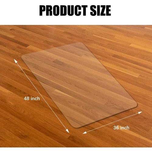 Kuyal Clear Chair Mat, Hard Floor Use, 48 x 36 Transparent Office Home Floor Protector mat Chairmats (48 x 36 Rectangle)