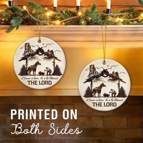 Nativity Christmas Ornaments 2026 - Praying Cowboy Kneeling Nativity Scene Ornament, Christian Ceramic Ornament - Faith Religious Gifts for Men Women, Country Western Cowboy Gifts Idea