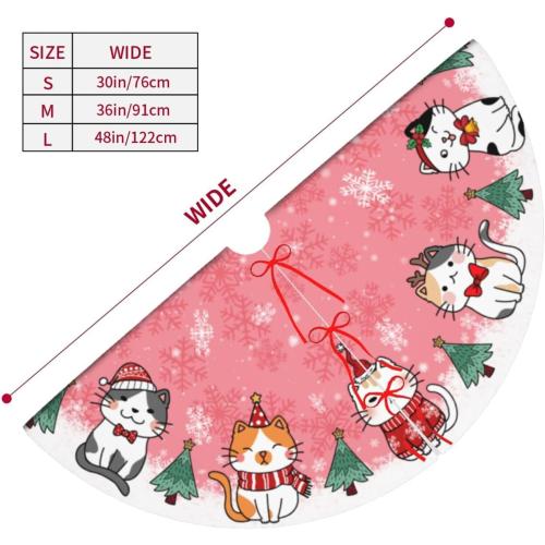 Cute Christmas cat Tree Skirt Xmas Tree Mat Christmas Tree Ornaments Decorations Holiday Party Indoor Outdoor 30