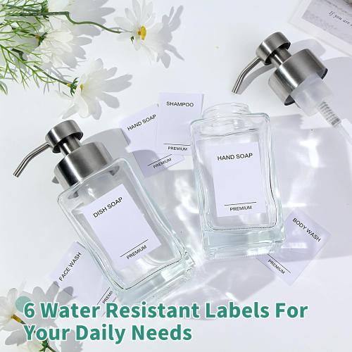 Foaming Soap Dispenser, 12oz/350ml Glass Foaming Hand Soap Dispenser Set,Refillable Foam Dispenser with Foaming Pump, Labels, Square Hand Dispenser for Bathroom, Kitchen 1 Pack