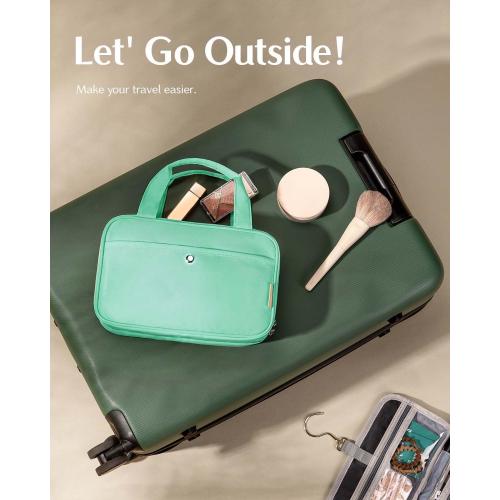 Travel Hanging Toiletry Bag for Women - Waterproof Cosmetic Organizer with Clear Window, Lightweight Bathroom Bags for Essentials, Makeup, Shampoo, Toiletries Green, Medium