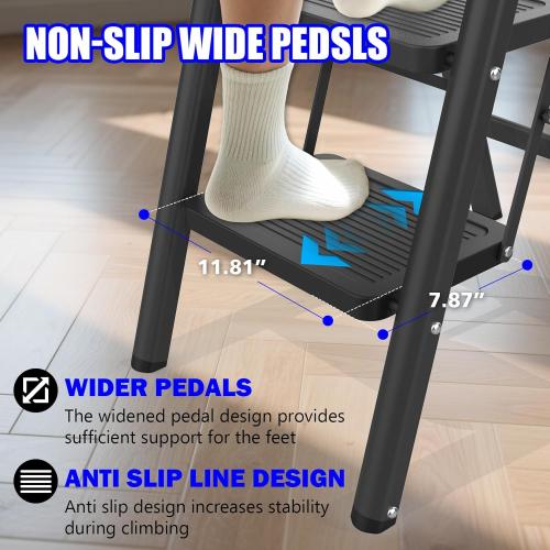 3 Step Ladder,Folding Step Stool with Wide Anti-Slip Pedal,Step Ladder for Adults,330lbs Capacity Step Stool for Home,Kitchen