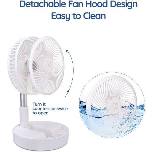 Primevolve Battery Operated Fan,Portable Rechargeable USB Floor Table Desk Fan with Adjustable Height, 4 Speed Settings Pedestal Fan for Bedroom Camping Travel,White 7.7