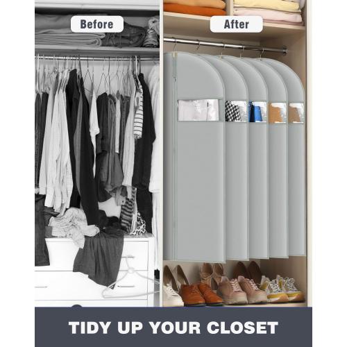 Garment Bags Suit Bags for closet storage 9 Packs Garment Covers 24 x 43 Inchs for Storage Suits, T-shirts and Jackets, Suit Covers for Hanging Clothes on Closet or Travel