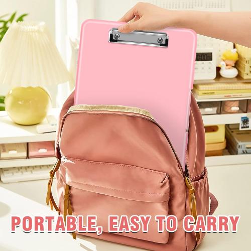 ANZNKU Clipboard with Storage 13x9.6in Storage Clipboard Heavy Duty, Plastic Clip Board with Side Opening, Nursing Clipboards Foldable, Letter Size Smooth Writing for Work, Study(Light Pink)