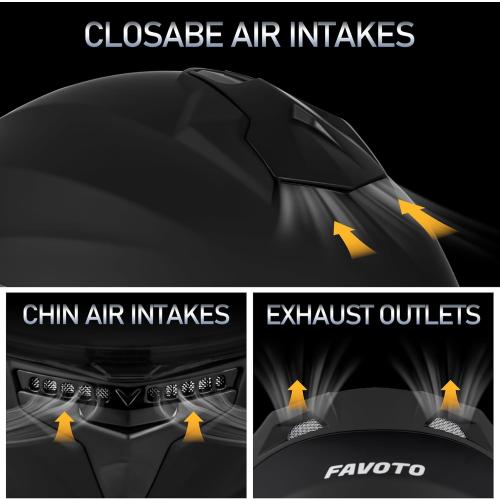 Favoto Full Face Motorcycle Helmet with 2 Visors and Anti-Fog Film, DOT Approved Street Bike Helmet for Adult Men Women Matte Black Size Large