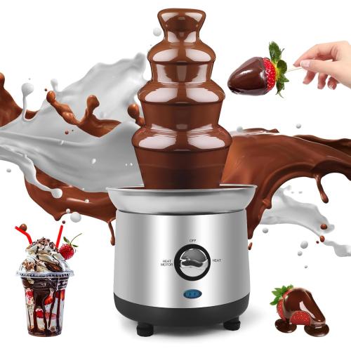 Chocolate Fountain Machine 4 Tiers Electric Chocolate Fondue Fountain Machine Cheese Fountain Perfect for Nacho Cheese, Chocolate Sauce, Wedding, Party