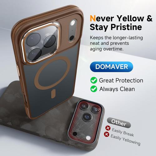 Magnetic 3 in 1 for iPhone 17 Pro Case, [Omni-Directional Protection] with 1x Screen Protector   1x Camera Cover, [Seamless Work with Magsafe] Shockproof Slim Thin Matte Case for iPhone 17 Pro Brown
