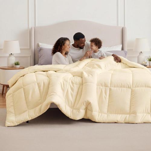 Bedsure Comforter Duvet Insert - Quilted Comforters Oversized King, All Season Duvet, GentleSoft Down Alternative Bedding, with 8 Tabs, Gifts for Women/Men, Cream,Oversized King