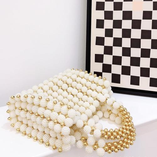 Women Pearl Purse,Pearl Clutch, Evening Bags, Square Artificial Pearl Clutch, White Purse for Party Wedding Travel(Gold)