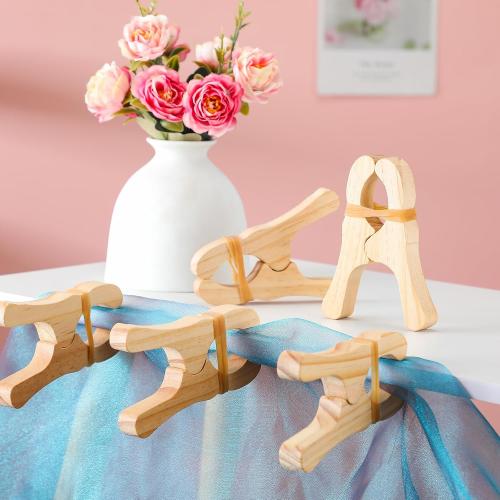 Simgoing 6 Pcs Wooden Fort Clips for Silks Blanket Building,White