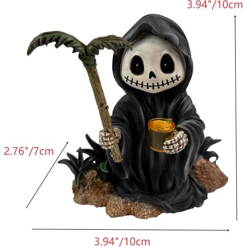 Skull Grim Reaper Statue,Grim Reaper Skeleton Decoration | Resin Halloween Decoration,4 Different Types of Skull Grim Reaper Figurine