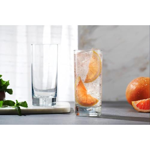 Home Essentials & Beyond Highball Glasses set of 4, 17 oz Drinking Glasses, Red Series Heavy Bubble Base