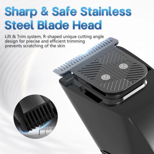 Beard Trimmer for Men, 20 Length Adjustable, Cordless Waterproof Clippers, Stainless Steel T-Blade for Precision Facial Hair Trimming with 2 Guide Combs, Travel Lock, LED Display